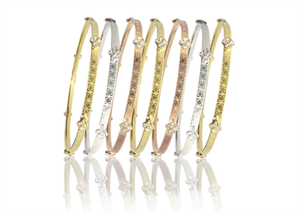 Three Tone Plated CZ Studded 7 Days Semanario Bangles